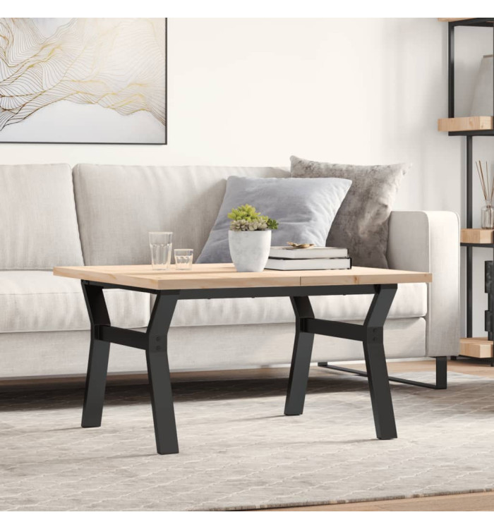 Table basse cadre en Y 80x80x45,5cm bois de pin massif et acier | Mobilier & Déco