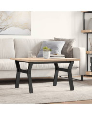 Table basse cadre en Y 80x80x45,5cm bois de pin massif et acier | Mobilier & Déco