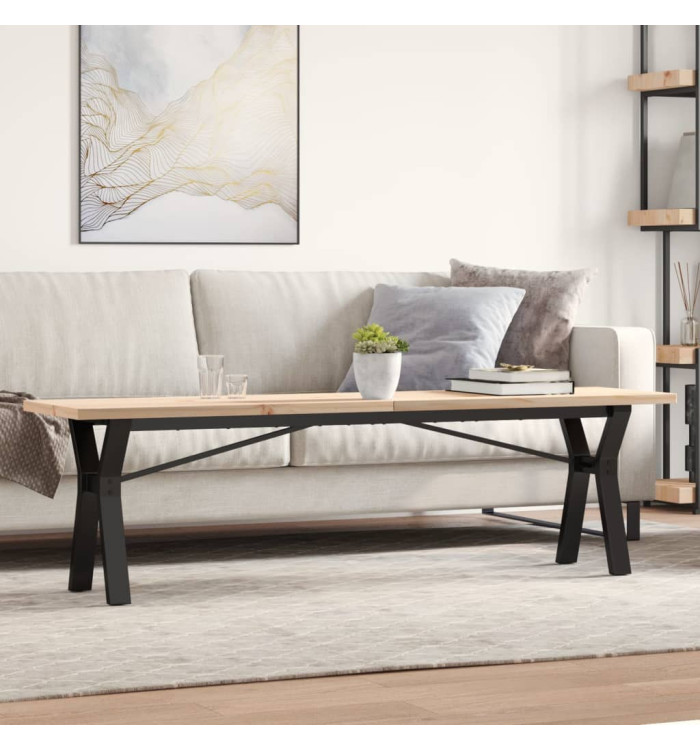 Table basse cadre en Y 160x40x45,5 cm bois de pin massif acier | Mobilier & Déco