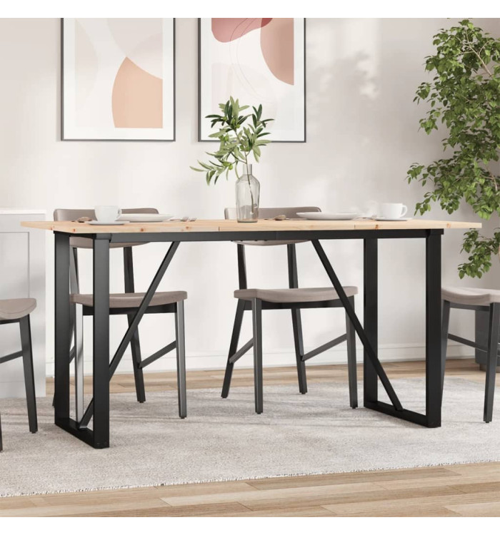 Table à manger cadre en O 140x80x75 cm bois de pin massif acier | Mobilier & Déco