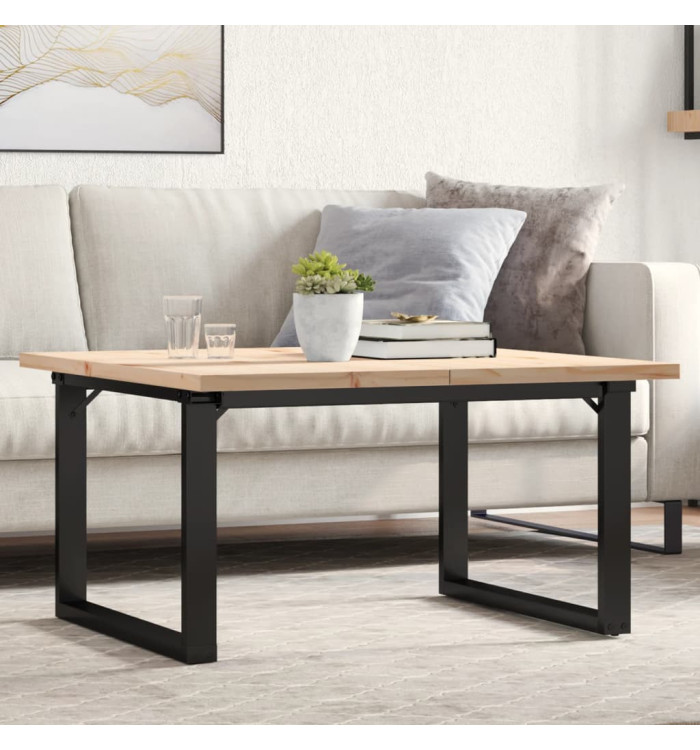 Table basse cadre en O 90x90x45,5cm bois de pin massif et acier | Mobilier & Déco