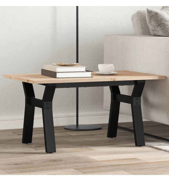 Table basse cadre en Y 80x50x40 cm bois de pin massif et acier | Mobilier & Déco