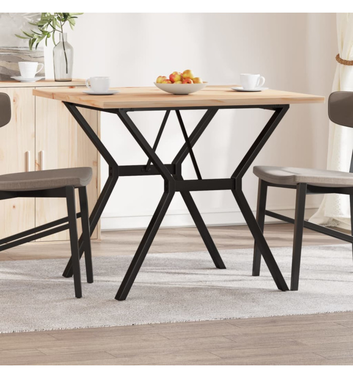 Table à manger cadre en Y 90x90x75,5cm bois de pin massif acier | Mobilier & Déco