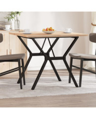 Table à manger cadre en Y 90x90x75,5cm bois de pin massif acier | Mobilier & Déco