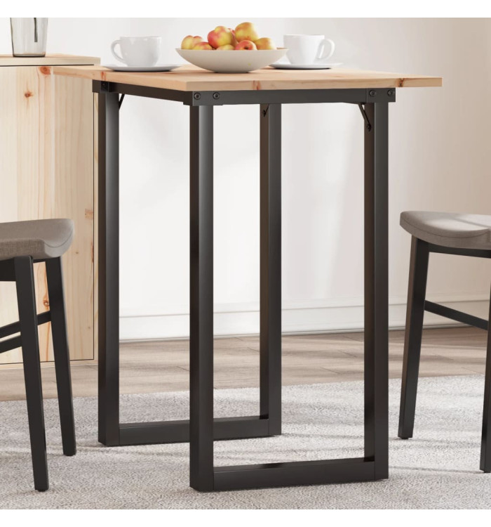 Table à manger cadre en O 80x50x75,5cm bois de pin massif acier | Mobilier & Déco