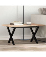 Table basse cadre en X 80x50x40,5cm bois de pin massif et acier | Mobilier & Déco