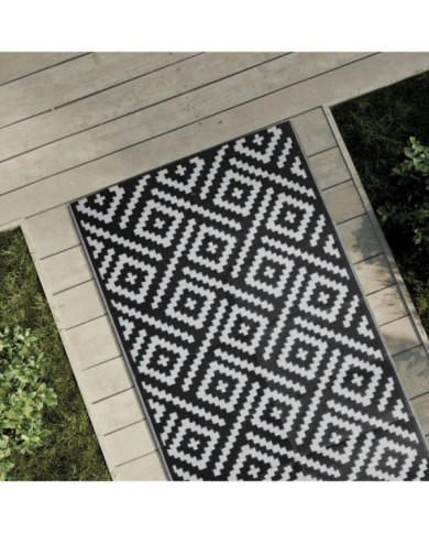 Tapis d'extérieur ARAKIL Blanc et noir 80x150 cm PP | Mobilier & Déco