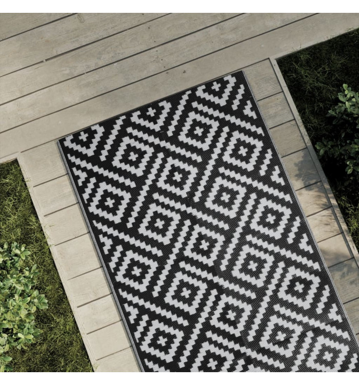 Tapis d'extérieur ARAKIL Blanc et noir 80x150 cm PP | Mobilier & Déco