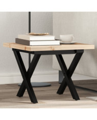 Table basse cadre en X 40x40x35,5cm bois de pin massif et acier | Mobilier & Déco