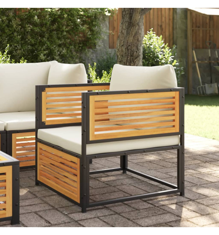 Chaise de jardin avec coussins bois massif d'acacia | Mobilier & Déco