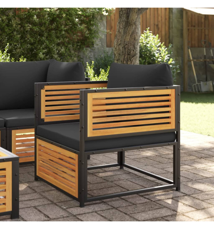 Chaise de jardin avec coussins bois massif d'acacia | Mobilier & Déco