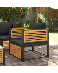 Chaise de jardin avec coussins bois massif d'acacia | Mobilier & Déco