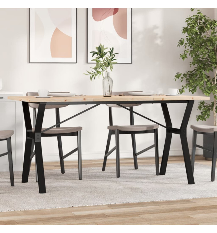 Table à manger cadre en Y 140x80x75,5 cm bois pin massif acier | Mobilier & Déco