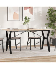 Table à manger cadre en Y 140x80x75,5 cm bois pin massif acier | Mobilier & Déco