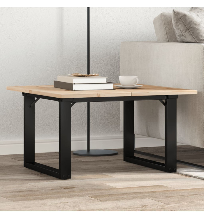 Table basse cadre en O 60x60x40 cm bois de pin massif et acier | Mobilier & Déco