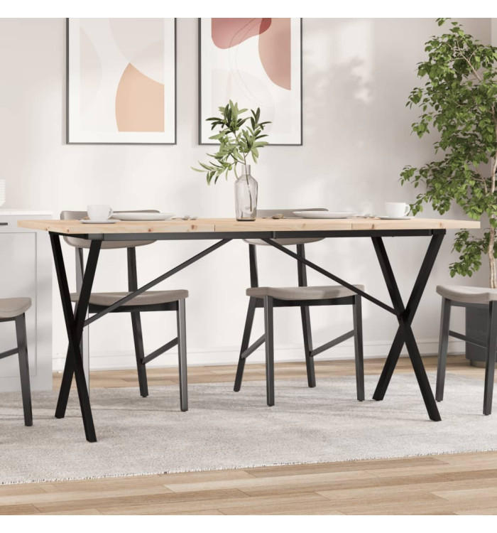 Table à manger cadre en X 160x80x75,5 cm bois pin massif acier | Mobilier & Déco