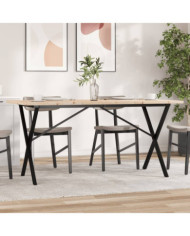 Table à manger cadre en X 160x80x75,5 cm bois pin massif acier | Mobilier & Déco