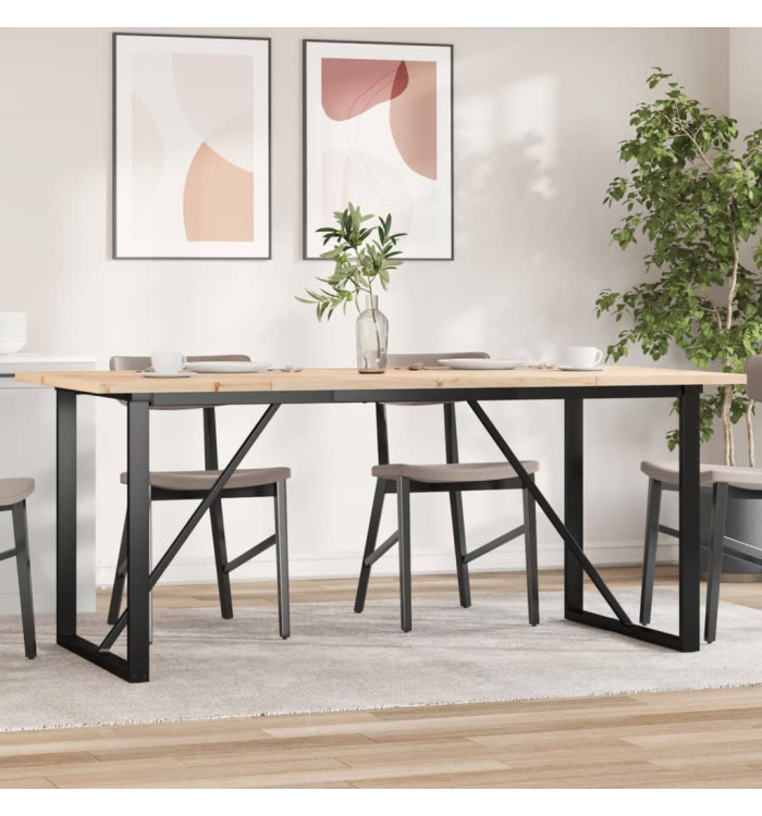 Table à manger cadre en O 180x90x75,5 cm bois pin massif acier | Mobilier & Déco