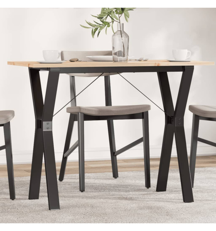 Table à manger cadre en Y 100x50x75 cm bois de pin massif acier | Mobilier & Déco