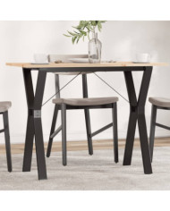 Table à manger cadre en Y 100x50x75 cm bois de pin massif acier | Mobilier & Déco