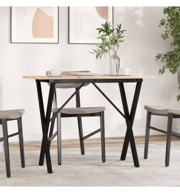 Table à manger cadre en X 100x50x75 cm bois de pin massif acier | Mobilier & Déco
