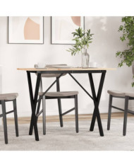 Table à manger cadre en X 100x50x75 cm bois de pin massif acier | Mobilier & Déco