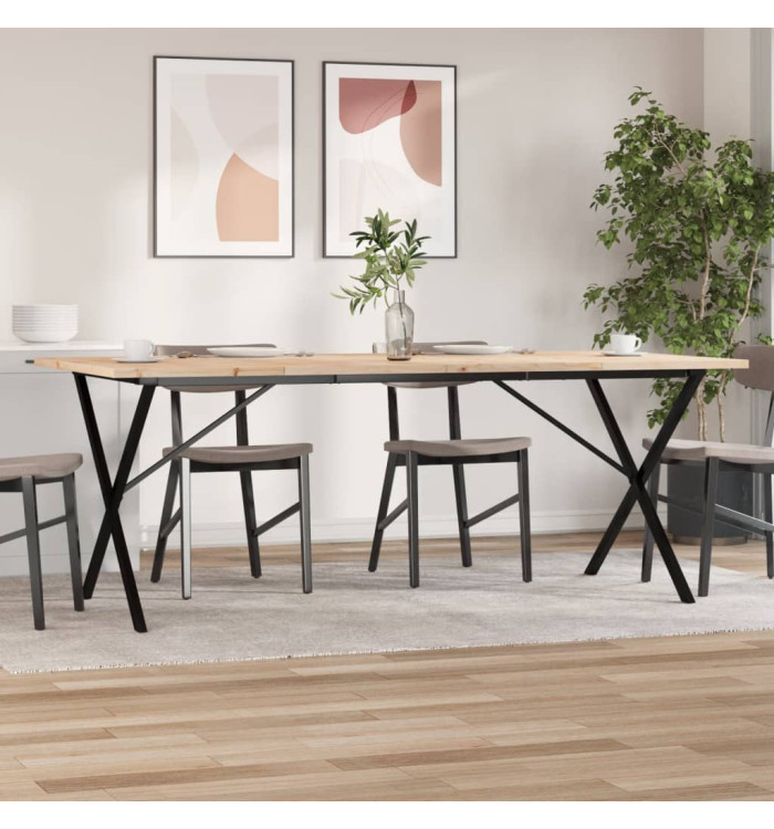 Table à manger cadre en X 200x100x75,5 cm bois pin massif acier | Mobilier & Déco