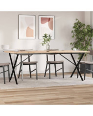 Table à manger cadre en X 200x100x75,5 cm bois pin massif acier | Mobilier & Déco