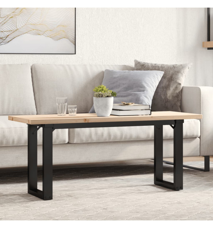 Table basse cadre en O 110x40x45,5 cm bois de pin massif acier | Mobilier & Déco