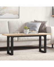 Table basse cadre en O 110x40x45,5 cm bois de pin massif acier | Mobilier & Déco