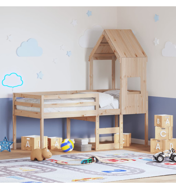 Lit haut sans matelas 90x190 cm bois de pin massif | Mobilier & Déco