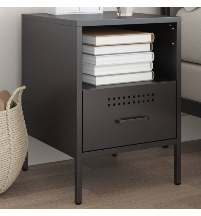 Table de chevet noir 36x39x50,5 cm acier | Mobilier & Déco