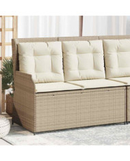 Banc inclinable de jardin avec coussins beige résine tressée | Mobilier & Déco