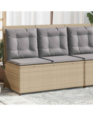Banc inclinable de jardin avec coussins beige résine tressée | Mobilier & Déco