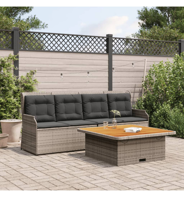 Salon de jardin avec coussins 3 pcs gris résine tressée | Mobilier & Déco