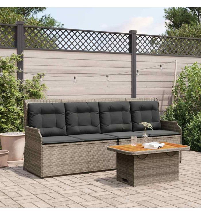 Salon de jardin 3 pcs avec coussins Gris Résine tressée | Mobilier & Déco