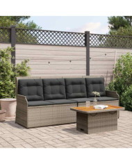 Salon de jardin 3 pcs avec coussins Gris Résine tressée | Mobilier & Déco