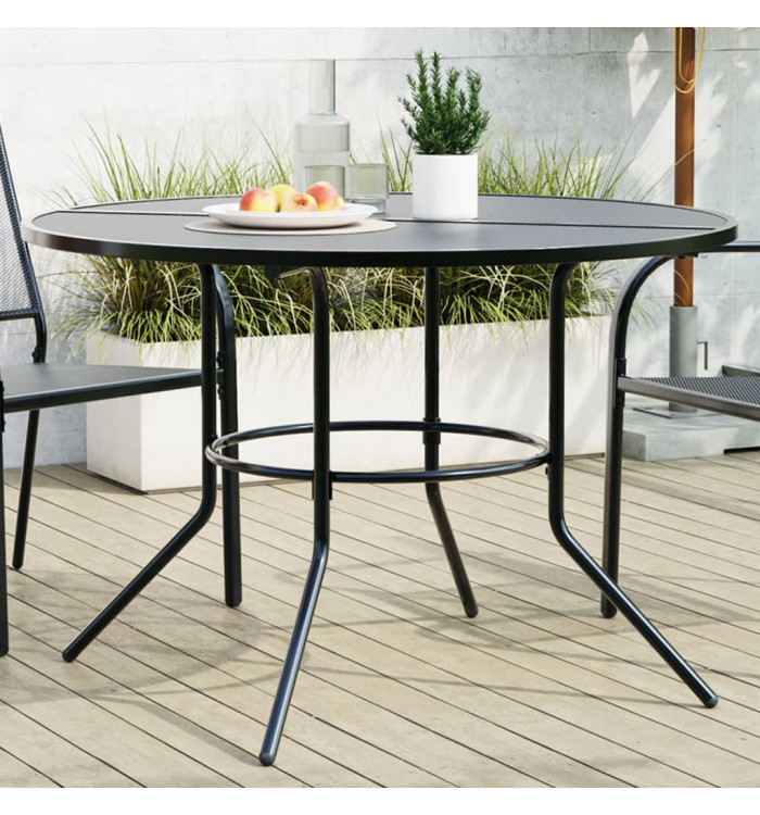 Table de patio ronde anthracite acier enduit de poudre | Mobilier & Déco