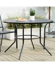 Table de patio ronde anthracite acier enduit de poudre | Mobilier & Déco