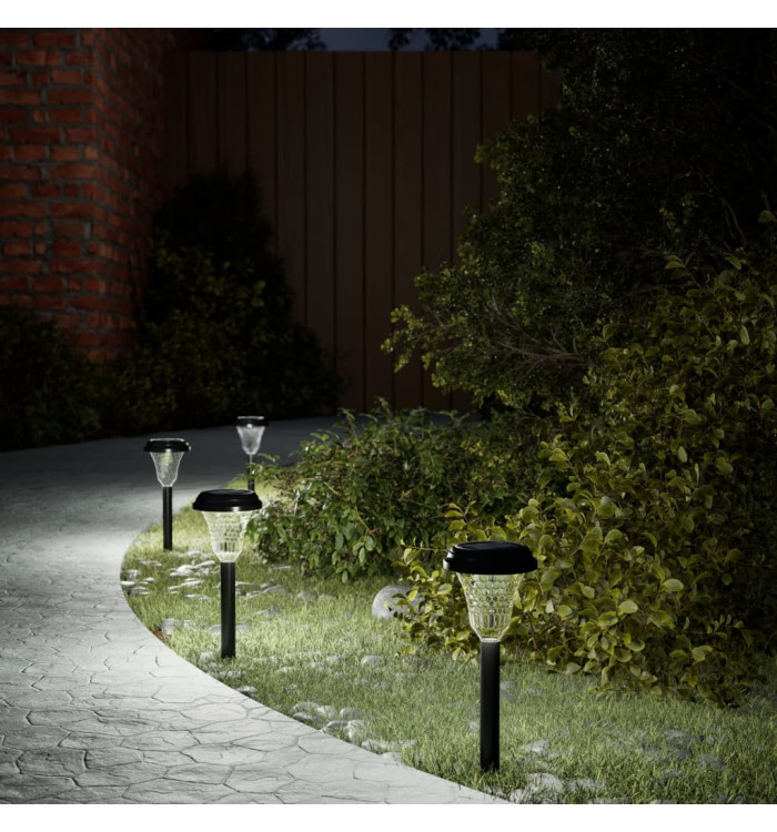 Lampes solaires d'allées et piquets de sol 12 pcs blanc | Mobilier & Déco