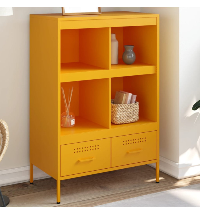 Buffet haut jaune moutarde 68x39x101,5 cm acier | Mobilier & Déco