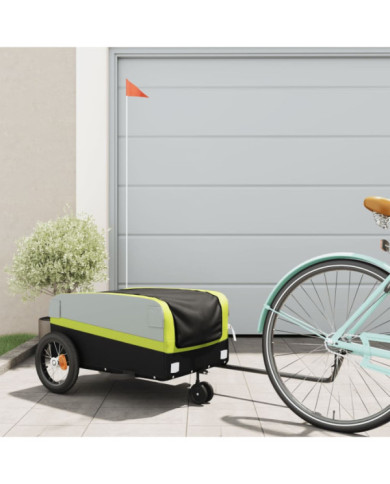 Remorque de vélo noir et vert 30 kg fer | Mobilier & Déco