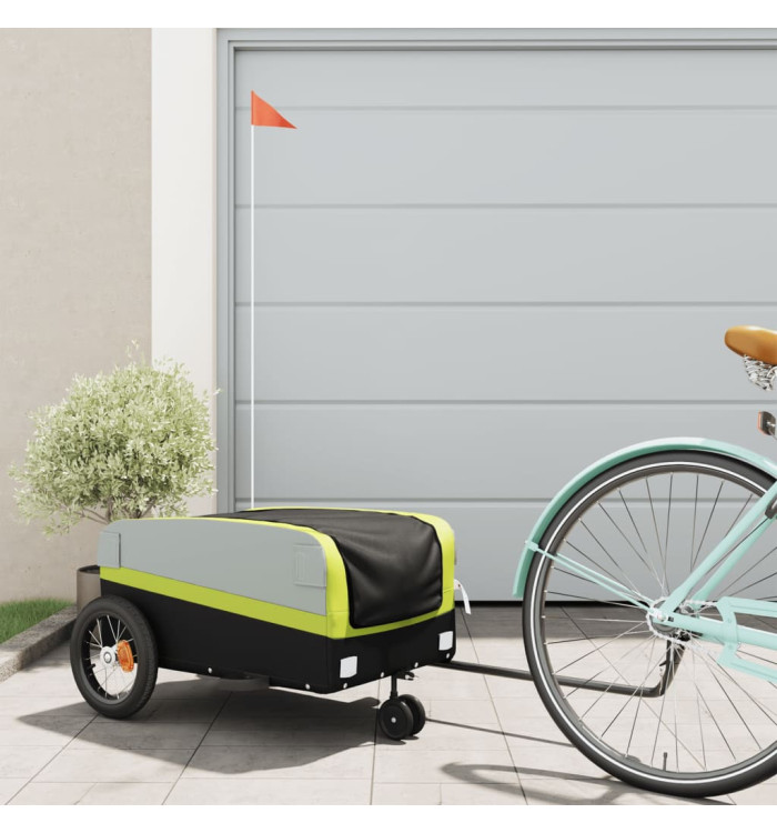 Remorque de vélo noir et vert 30 kg fer | Mobilier & Déco