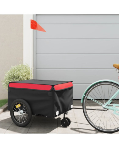 Remorque de vélo noir et rouge 45 kg fer | Mobilier & Déco
