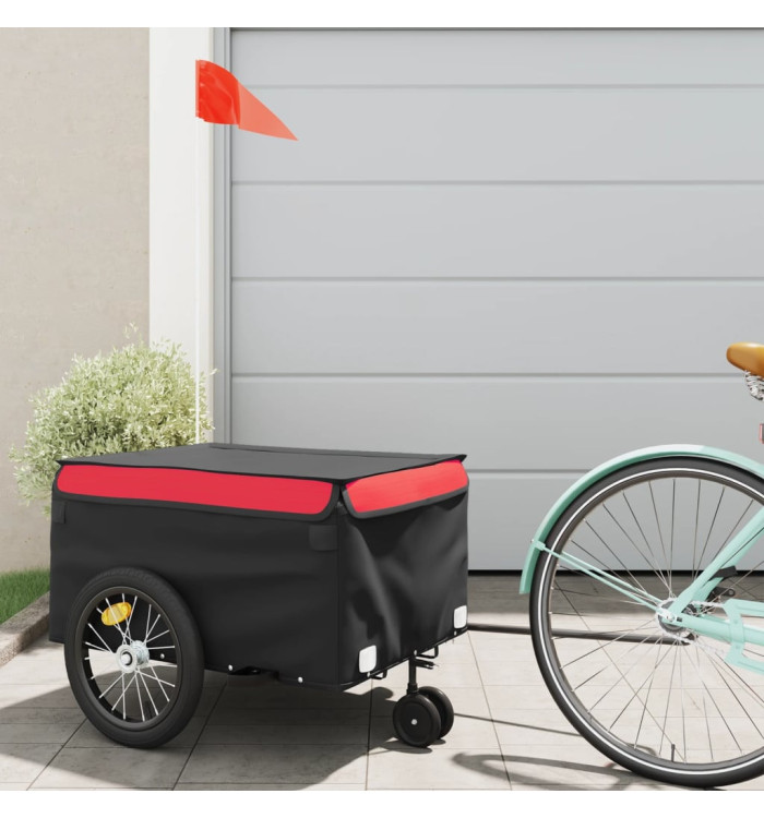 Remorque de vélo noir et rouge 45 kg fer | Mobilier & Déco