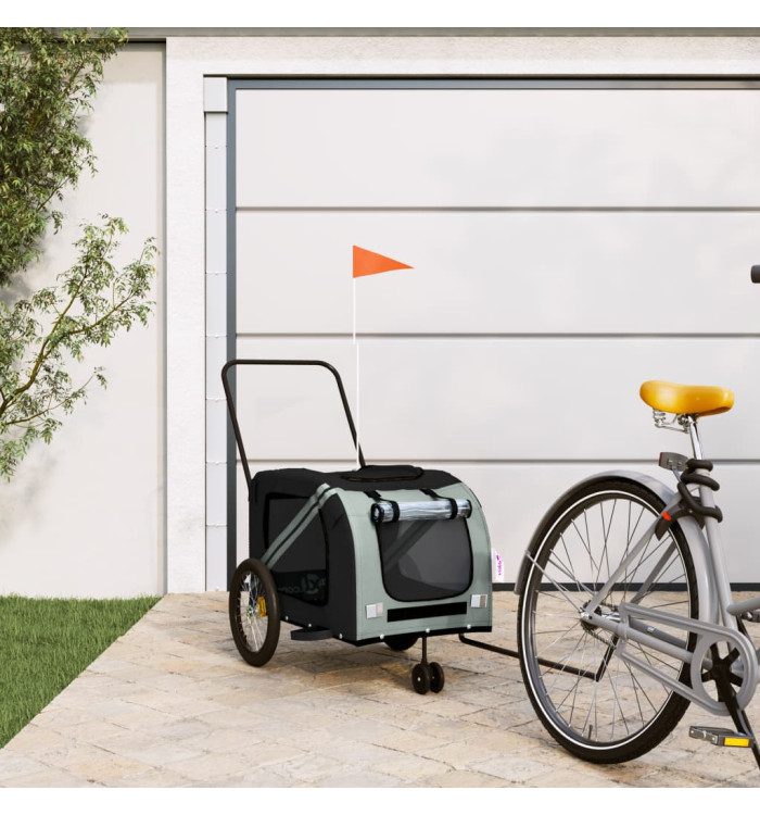 Remorque de vélo pour animaux de compagnie gris et noir | Mobilier & Déco