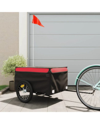 Remorque de vélo noir et rouge 45 kg fer | Mobilier & Déco