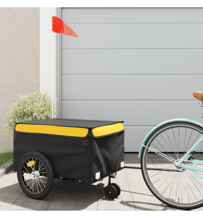 Remorque de vélo noir et jaune 45 kg fer | Mobilier & Déco