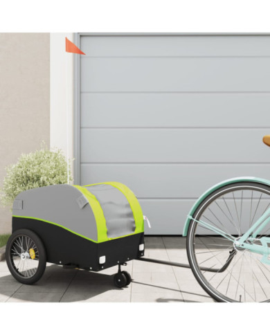 Remorque de vélo noir et vert 30 kg fer | Mobilier & Déco