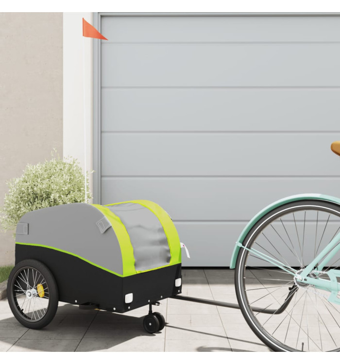 Remorque de vélo noir et vert 30 kg fer | Mobilier & Déco